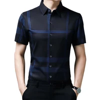 hot%ef%bc%81business shirt thin straight pattern short sleeve stripe print lapel men shirt commute clothes