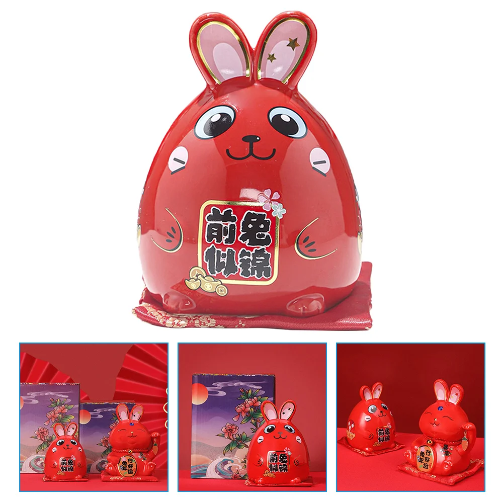 

Bank Piggy Rabbit Bunny Money Yearjar Statue Chinese New Ceramic Thekids Zodiac Decor Decorations Saving Box Cartoon Cute Cash