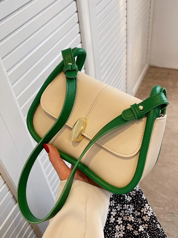 

Fashion Contrast Flap Women's Bag Shoulder Luxury Design Pu Leather Crossbody Bags for Women 2022 Trend Female Travel Handbag