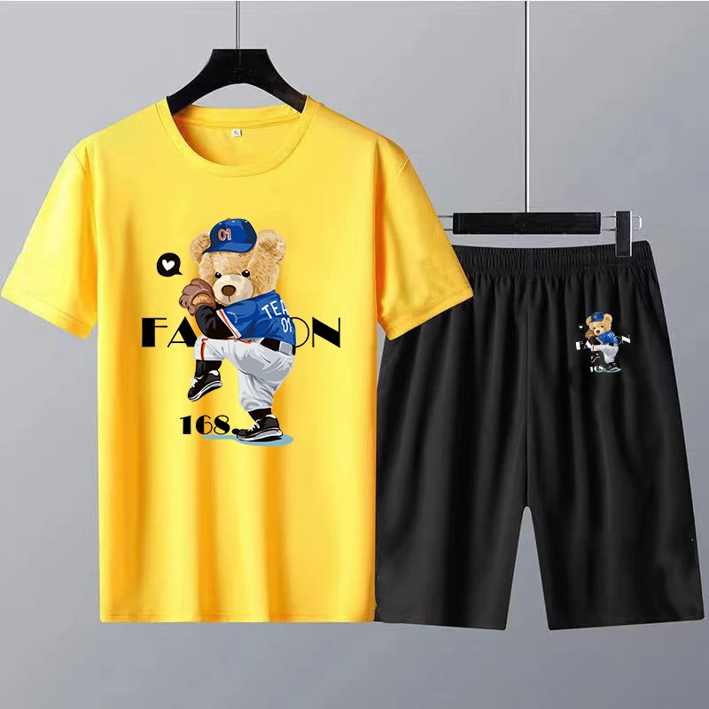 Summer Men T-shirt Street Teddy Bear Selfie Swag Girl Print Men Tops Casual Fashion T Shirt Mens Short Sleeve Hip Hop Streetwear