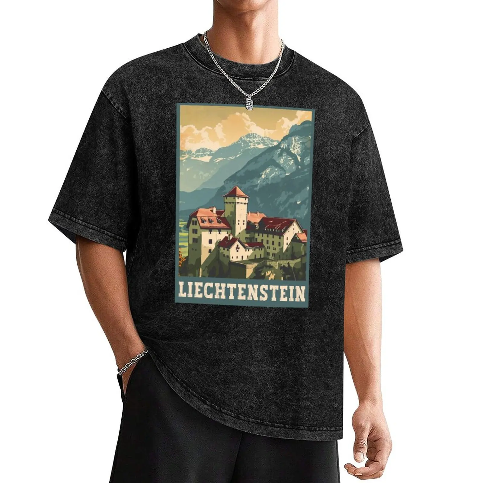 Футболка Liechtenstein Vaduz Castle Travel Art мужская футболка с короткими рукавами и простой