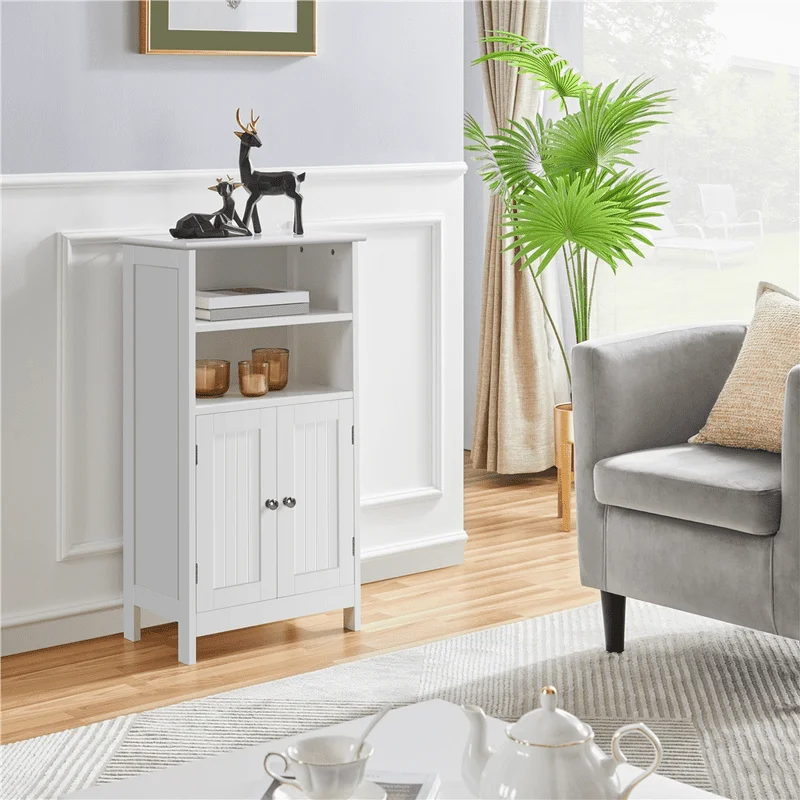 

Stylish Sturdy Storage White Stylish and Sturdy Wooden Floor Cabinet for Bathroom Storage：A Perfect Organization Solution for