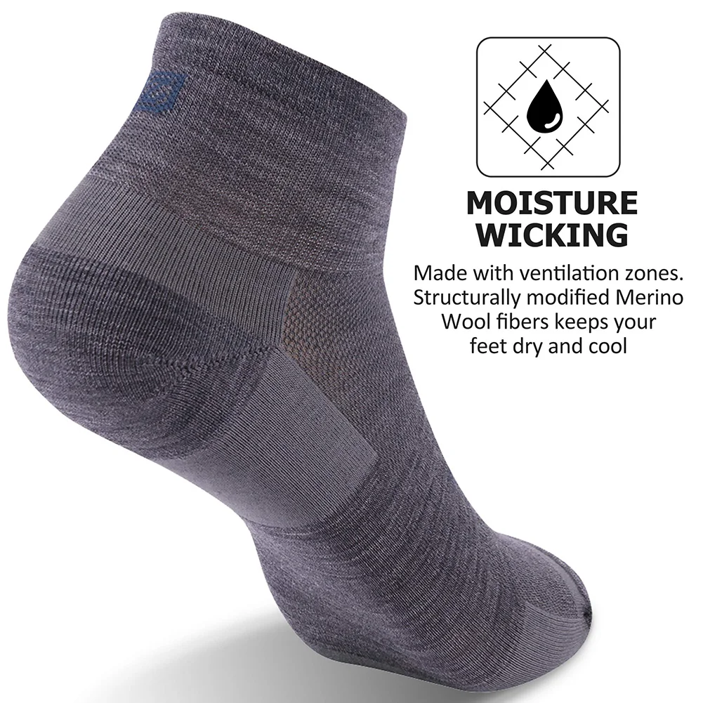 1/3 Pairs Athletic Running Socks, ZEALWOOD Unisex Merino Wool Anti-blister Cushion Hiking Socks Ultra-Light Running Tennis Golf