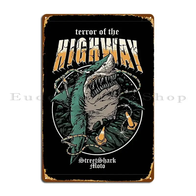 Terror Of The Higway Street Shark Moto металлическая табличка настенная роспись гараж создать