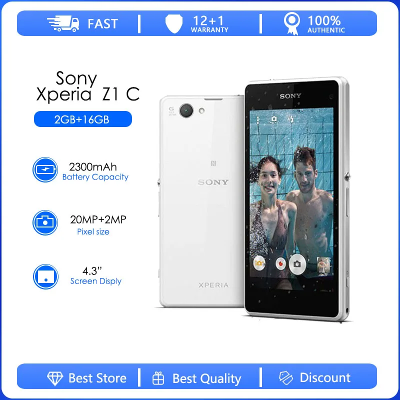 Sony Xperia Z1 Compact Refurbished-Original D5503 Unlocked 4G 4.3" Android Quad-Core 16GB 2GB RAM 20.7MP WIFI GPS Mobile phone