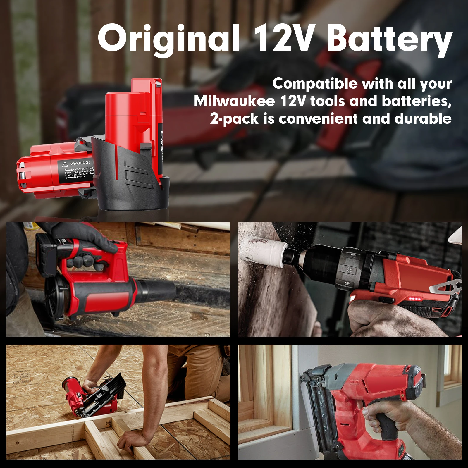 Фото Аккумулятор 3800 мАч для Milwaukee M12, аккумуляторная батарея 3,8 Ач для аккумуляторных инструментов 12 В 48-11-2402 48-11-2411 48-11-2401 MIL-12A-LI №5
