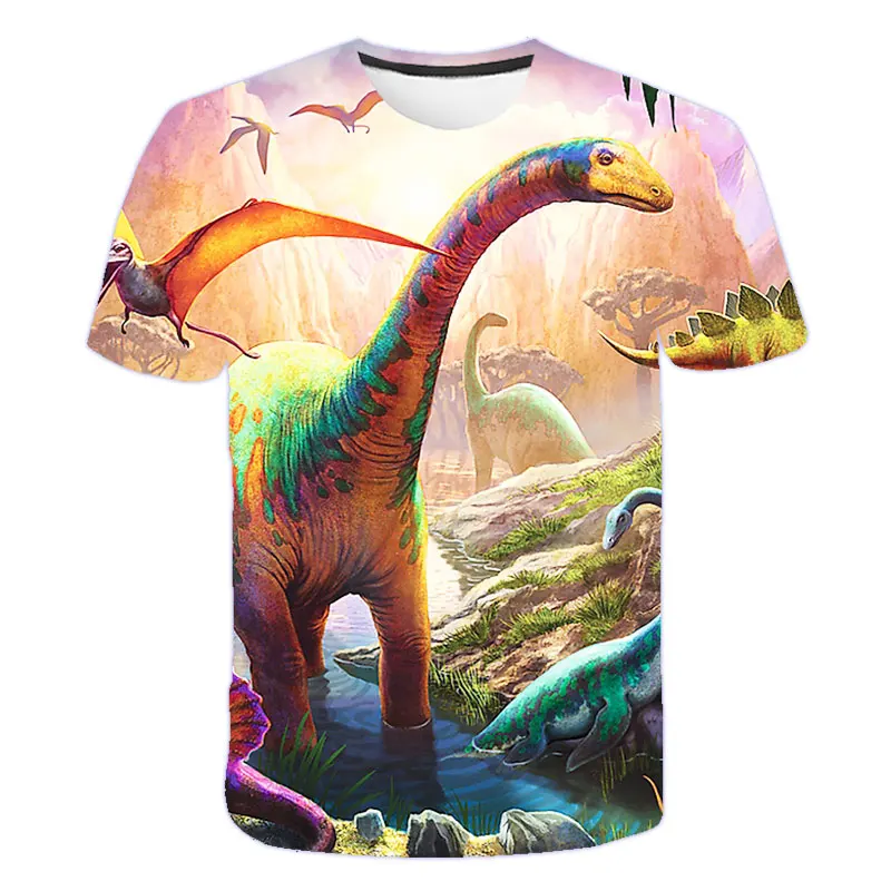 

Kids Boys Dinosaur T shirts Baby Cartoon 3D Print Short Sleeve Jurassic Park Tops Children Fashion T-shirt 3-14 Ys Boys T-shirts