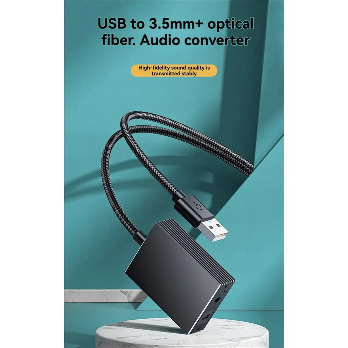 Фото xin828 USB-оптический SPDIF Toslink и 3.5 мм аудиоадаптер-конвертер для телевизора, ПК, ноутбука, смартфона и подключения к колонкам. №5