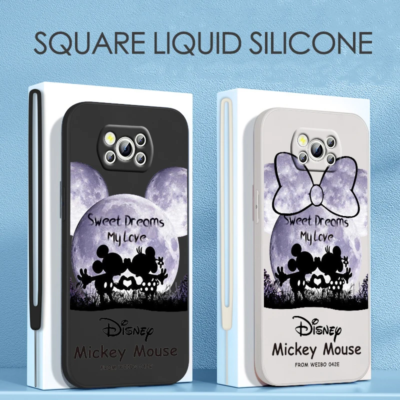 

Disney Mickey White Moonlight For Xiaomi POCO C50 C40 X4 M5S F4 M4 X3 F3 M3 C3 Pro GT NFC 4G 5G Liquid Rope Phone Case
