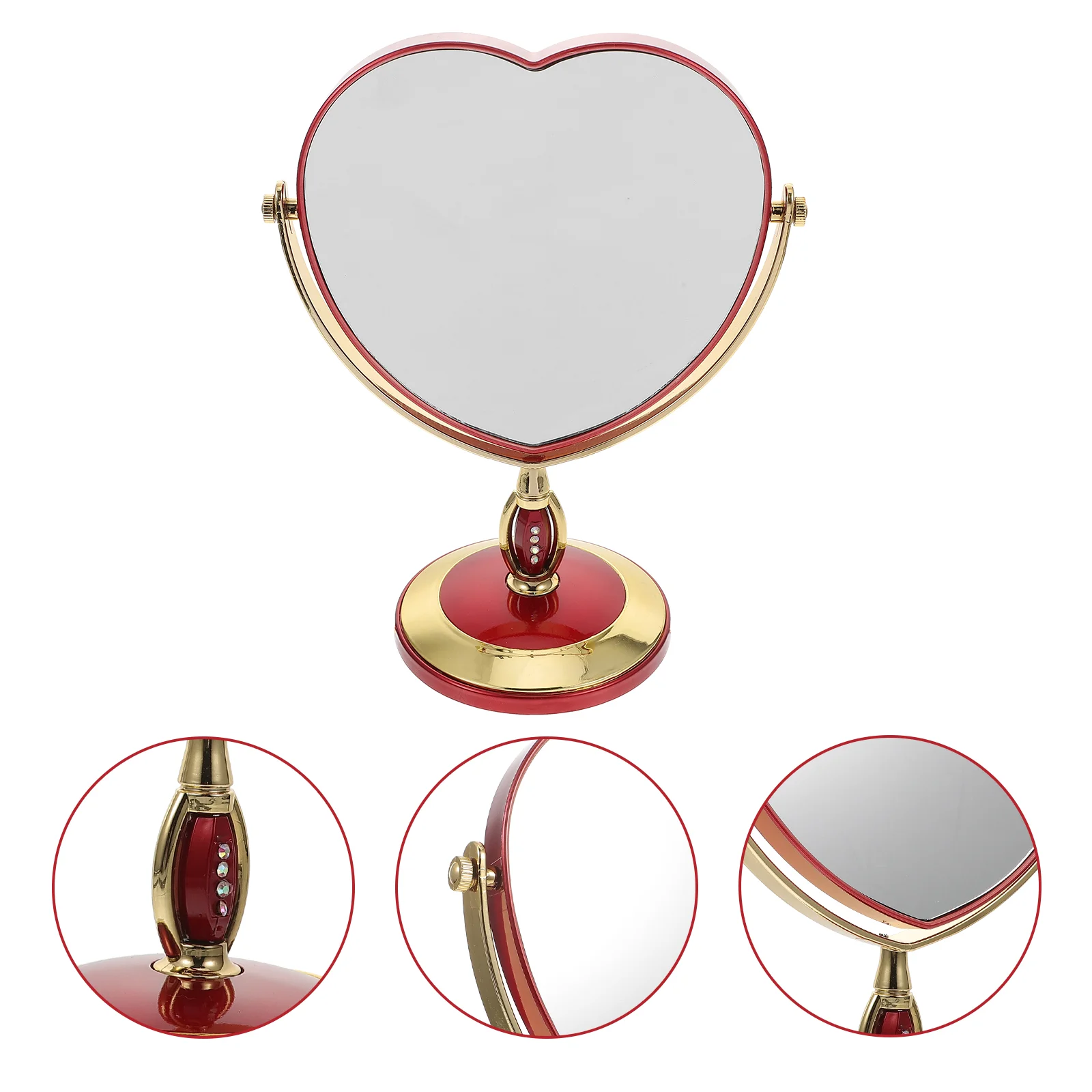

Double Side Makeup Mirror Heart- Shaped Mirror Rotatable Dresser Mirror Lightweight Mirror Bathroom Bedroom Mirror