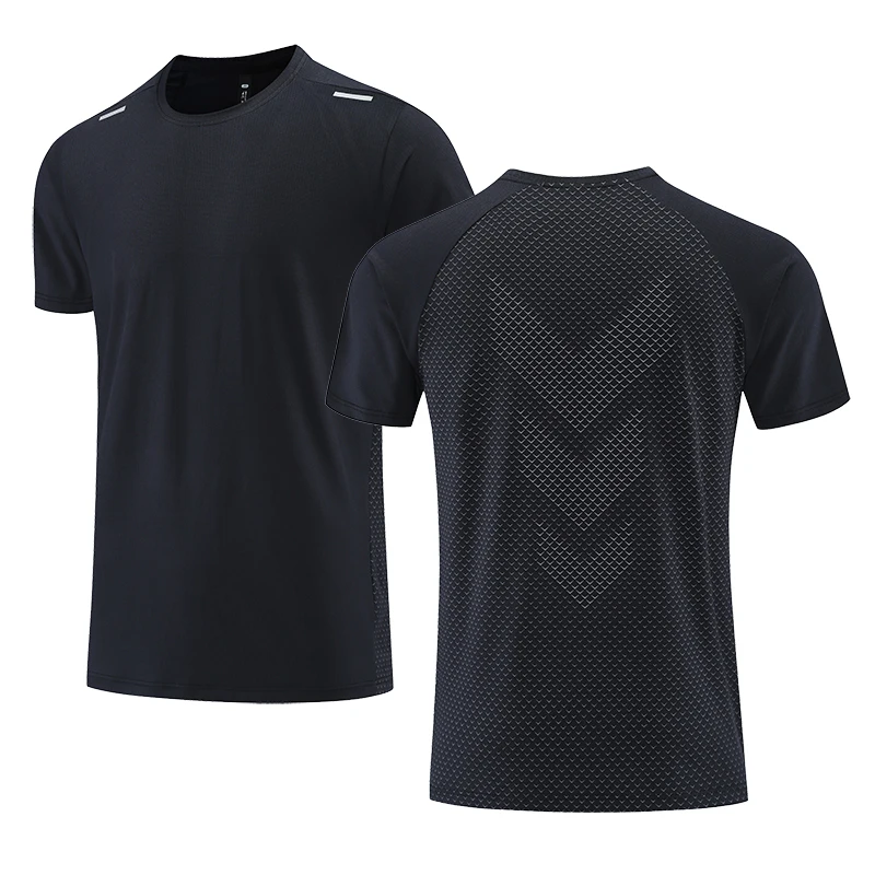 Gym Shirts Men Tranning Run Fitness Jerseys Workout Causal Print Quick Drying Tshirt Compression Polyester Short Sleeve