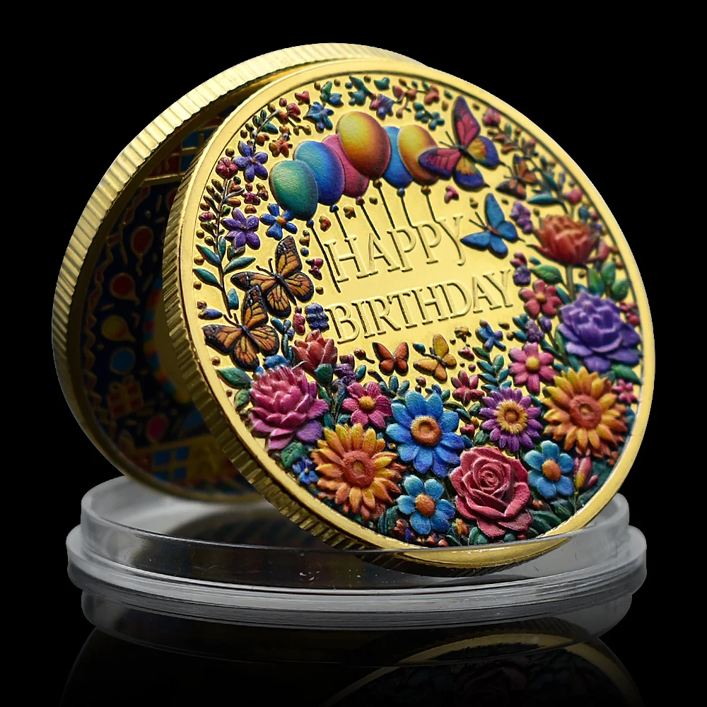 Металлическая памятная монета из цинкового сплава с днем рождения