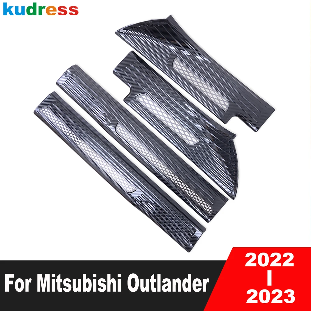 

For Mitsubishi Outlander 2022 2023 Stainless Car Door Sill Scuff Plate Cover Trim Welcome Pedal Protector Guard Pad Accessories