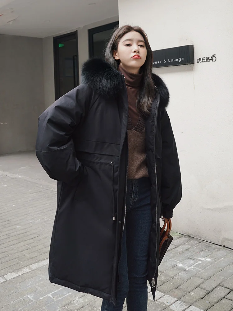 Vielleicht 2022 New Winter Jacket Women Fur Hooded Winter Clothes Women Long Parkas Warm Down Cotton Padded Jacket Coat Female