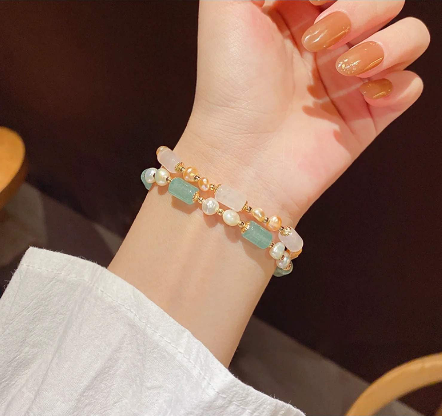 

2022 new alloy Chinese style vintage pearl bracelet jade Adjustable Bracelets for women Fashion Jewelry (5pcs of free shipping)