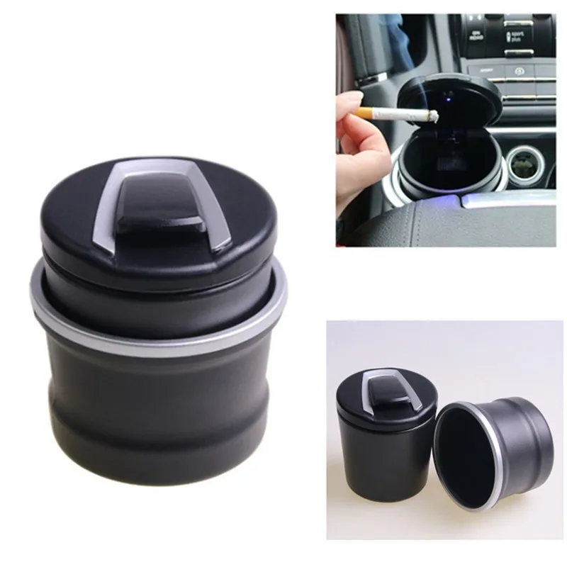 

Car Ashtray Garbage Coin Storage Cup Container Cigar Ash Tray Styling Universal Size automatic light indicator ashtray cup