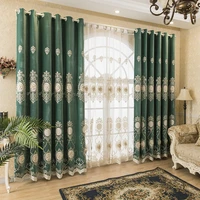 european style roller blinds water soluble embroidery window curtains bedroom study living room with yarn rope embroidery green