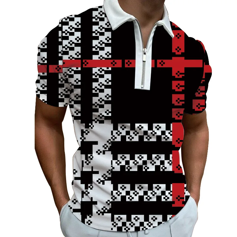 

3d Color Men's Polo Shirts Casual Short Sleeve Turndown Men's Shirts Fashion Streetwear Polos For Men