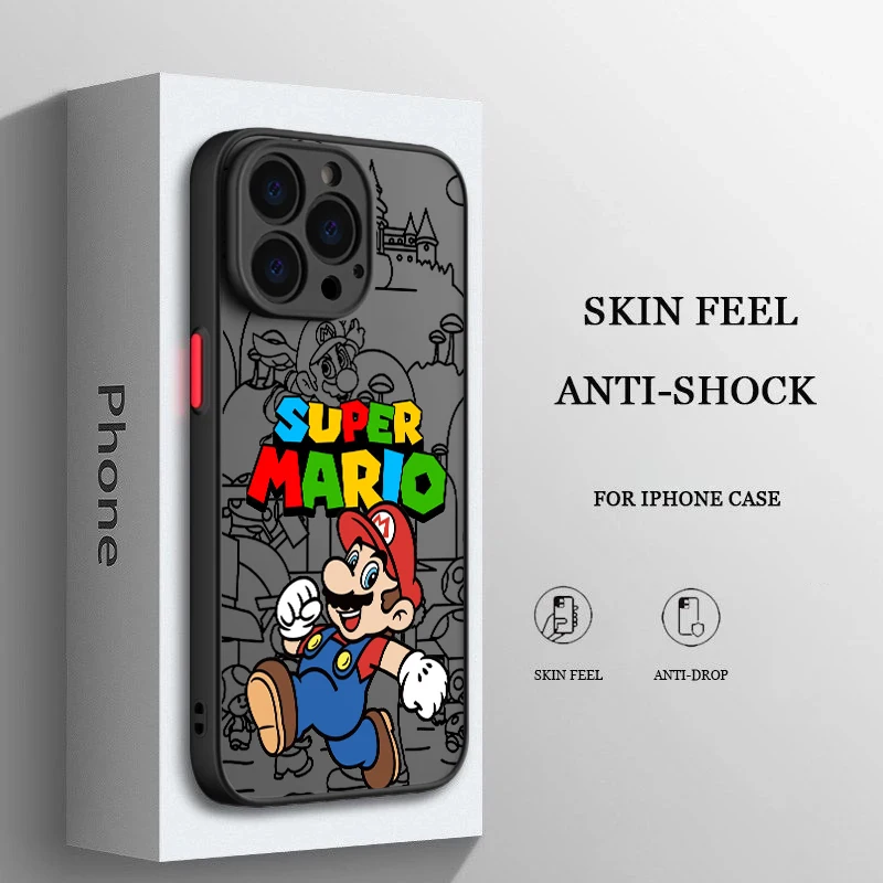 S-Supers MMarios милый мультяшный матовый полупрозрачный для Apple iPhone 15 14 13 12 11 XS XR X 8 7 SE Pro