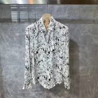 mens spring and autumn korean long sleeve shirt thin fashion printed shirt fashion cardigan top