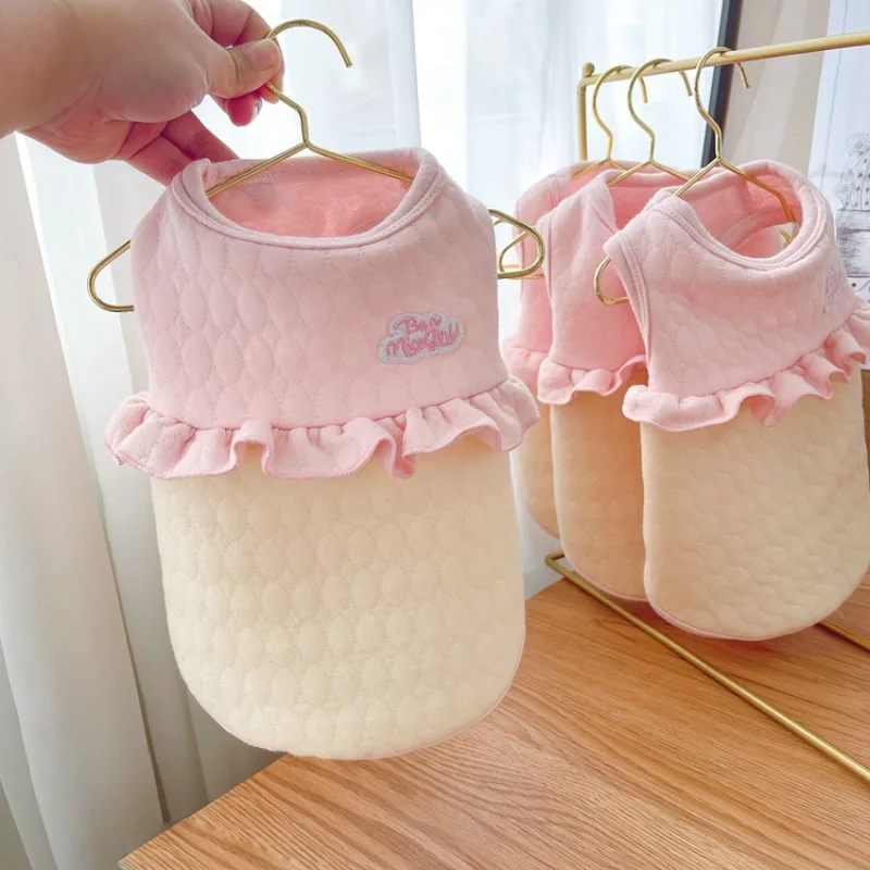 Комбинированный жилет для домашних животных без рукавов осенне-зимнее кружевное