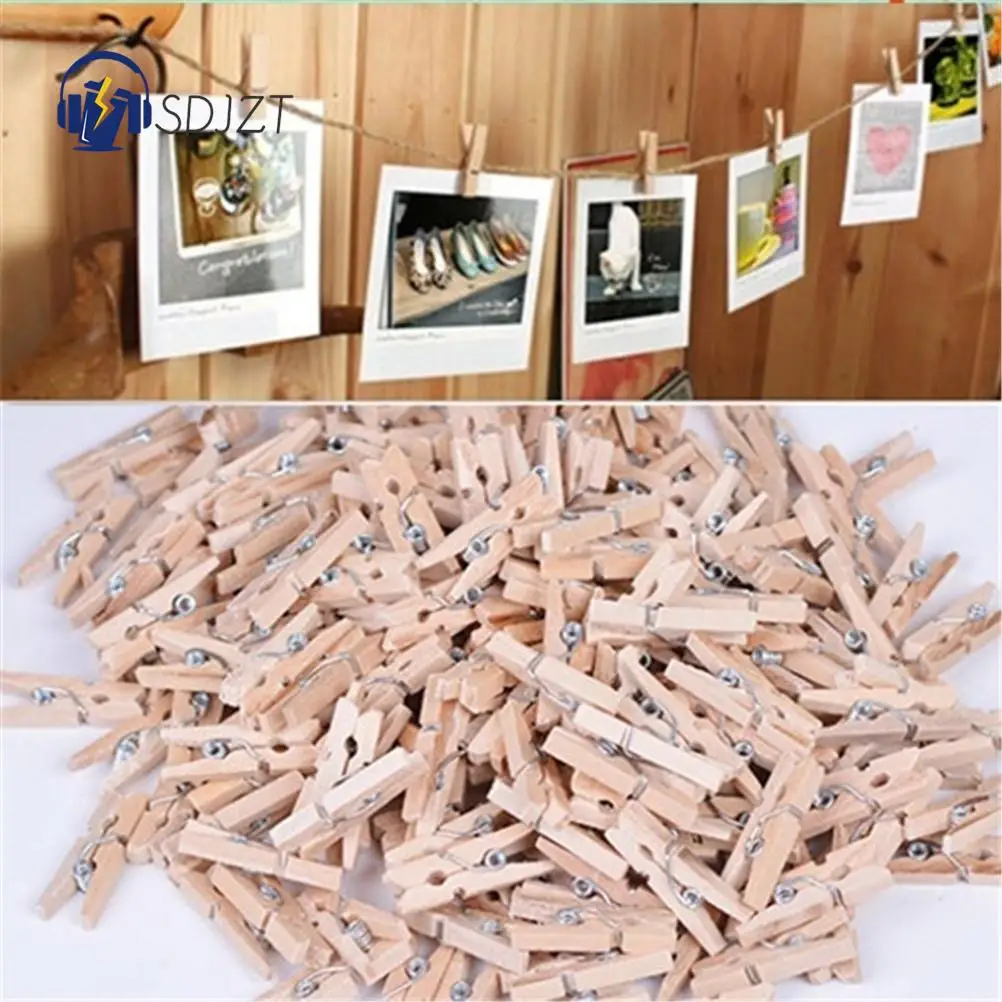 

10/20/50PCS Small Size Natural Wooden Clips 25mm Mini Photo Clips Clothespin Craft Decoration Clips School Office Accessories