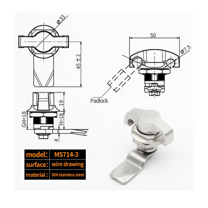 MS408-1 cabinet lock 304 stainless steel MS714-3 control MS748-3T handle knob