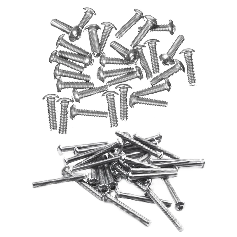 

60 шт., винты с головкой кнопки из нержавеющей стали, болты с шестигранным углублением: м3/3 мм, размер болта: м3X10 мм и м3X25 мм