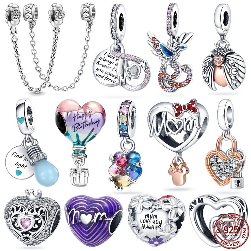 

2022 New Ladies Jewelry 925 Sterling Silver Hot Air Balloon Bulb Crown Lock fits Original Pandora Bracelet DIY Exquisite Gifts