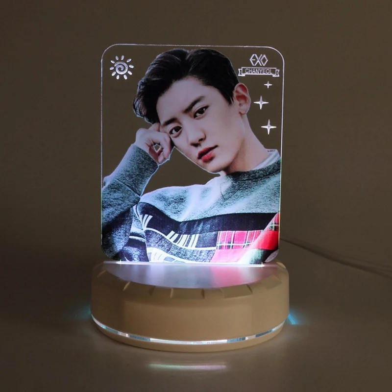 

New Kpop Merch EXO LED Night Lights Decorative Color Changing Acrylic 3D Lamps Desktop Bedside Table Light Anime Bedroom Decor