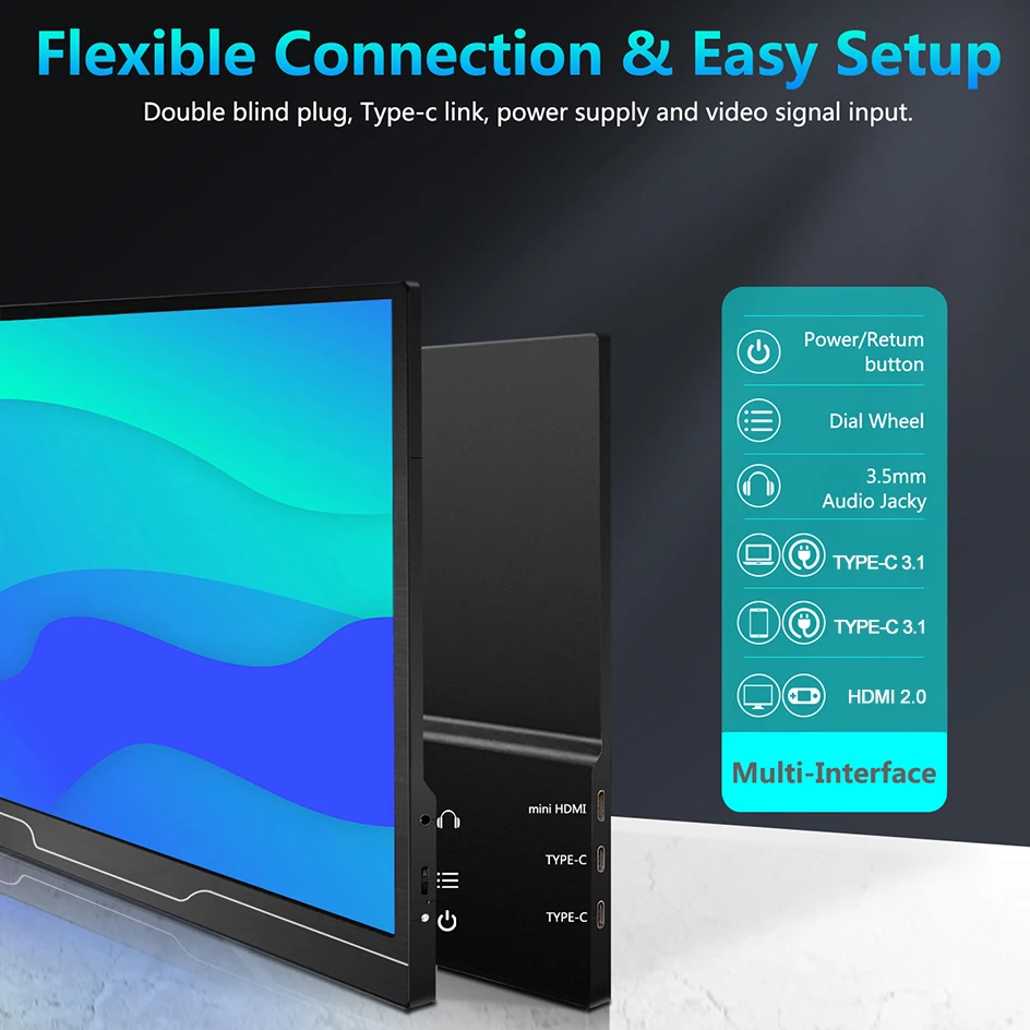 Портативный монитор 15 6 дюймов 4K UHD 3840*2160 IPS HDR 500 нит двойной динамик игровой