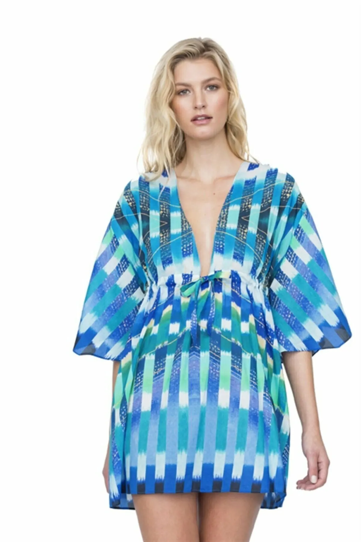

Women's Pareo Blue Swimwear Cover Up Dress Sexy Tunic Suit Beachwear Female Beach Bikini Cover Loose Mini Dress