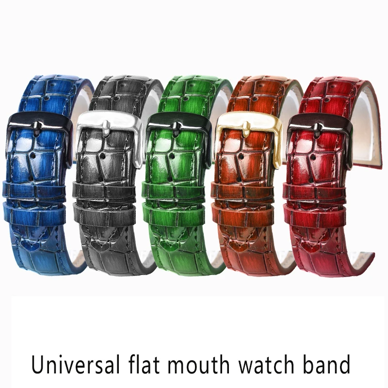 

Men's Fashion Genuine Leather Watchband Clear Personality Crocodile Texture Ttrap Bracelet Wrist Watchband women 18mm 20mm 22mm