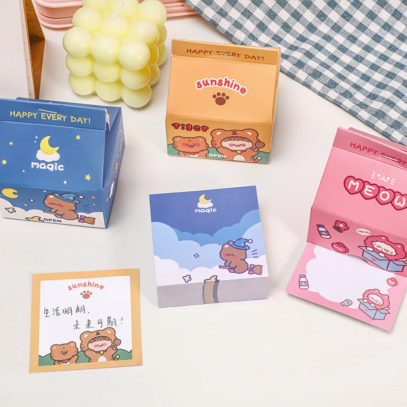 200sheets Milk Carton Notepad Cartoon No-Sticky Animals Memo Pad Decal Scrapbooking DIY Note Kawaii Stationery School Supplies - купить по
