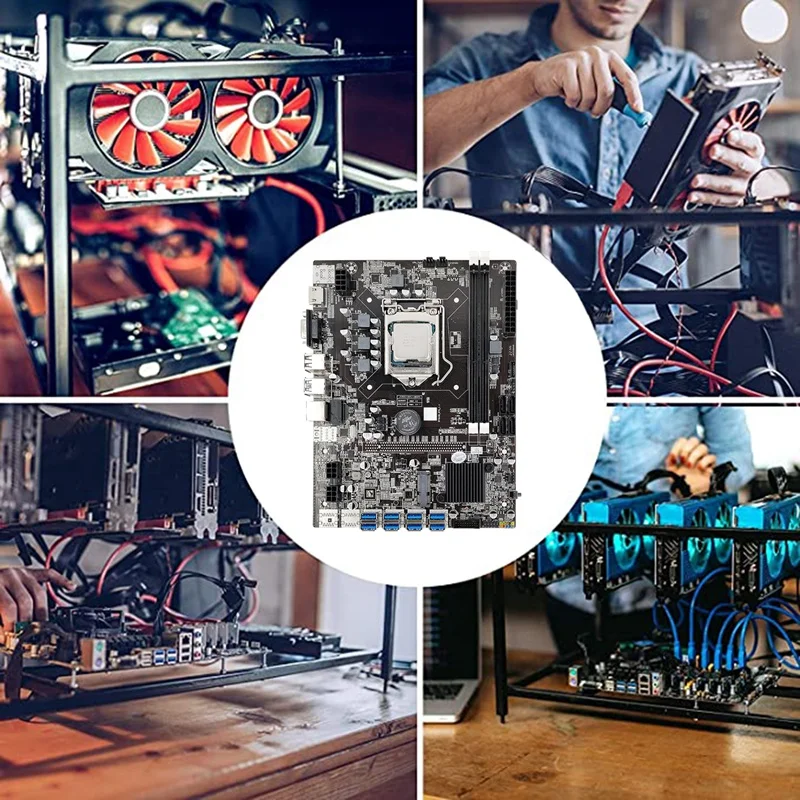 

B75 USB BTC Mining Motherboard Kit+CPU+2X4G DDR3 RAM+Switch Cable+SATA Cable 8XPCIE USB3.0 LGA1155 DDR3 Slot Motherboard
