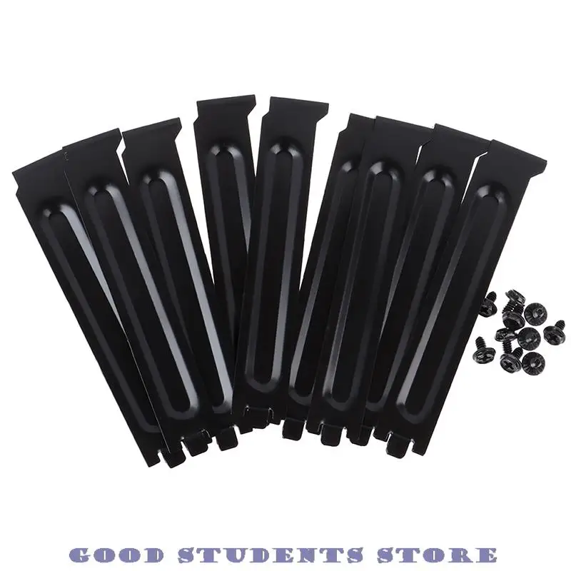 

10pcs PCI Chassis Slot Covers Bracket with Screws, Dust Filter Blanking Plate Covers Black Bracket Hard Steel PCI Slot