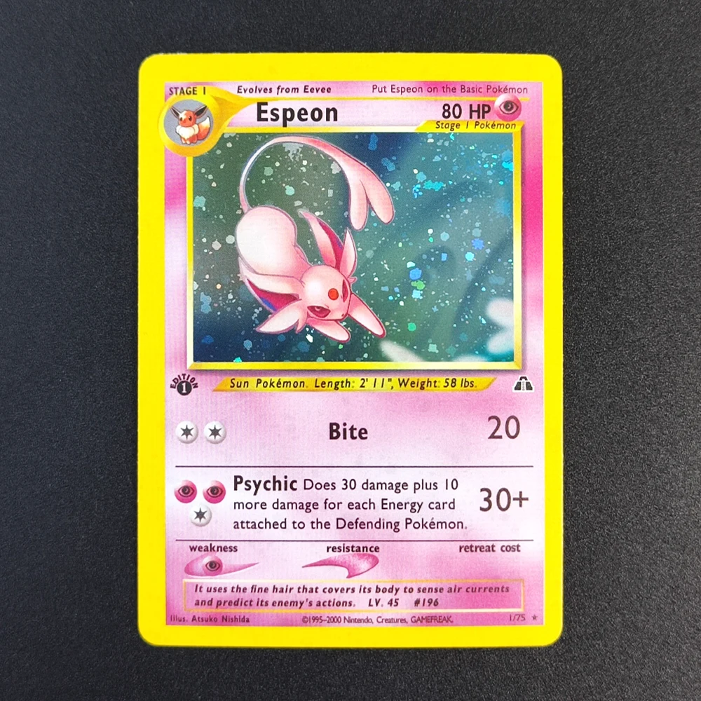 Фото Карты Proxy Pokemon English Neo Discovery 1st Edition Umbreon Tyranitar Espeon Houndour Kabutops Holo PTCG Коллекционная карта игр №2
