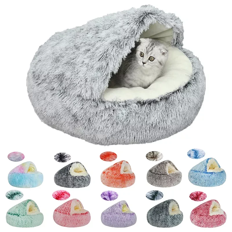 

New Pet Bed Winter Soft And Comfortable Warm Shell Semi-enclosed Cat Mattress Cute Pet Cat Bed Kennel Dog Sleep Protector