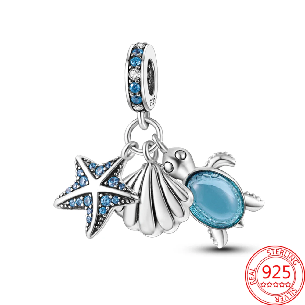 

Original S925 Silver Starfish Shell Turtle Charm Fits Bracelet & Bangle Women's Exquisite Gifts