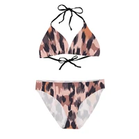 leopard low waisted bikini two piece bathing suit for women string tankini tops swimwear femme sexy triangle push up swimsuit