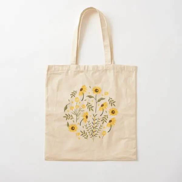 

Aesthetic Sunflowers Pattern Cotton Canvas Bag Tote Travel Shopper Fashion Shoulder Bag Reusable Foldable Fabric Women Designer