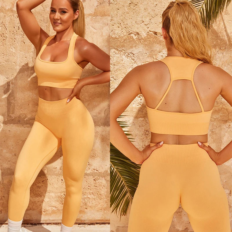 

2 Piece Women's Sports Set High Waist Seamless Sportswear Gym Clothes Bra Workout Pants Yoga Suit Female Leggings For Women