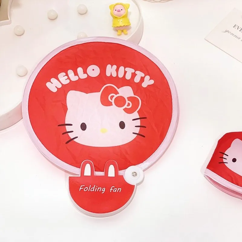 Kawaii Sanrioed Anime Cartoon series HelloKitty mymelody cute Fashion creative mini fold shrink round fan portable toy gift images - 6