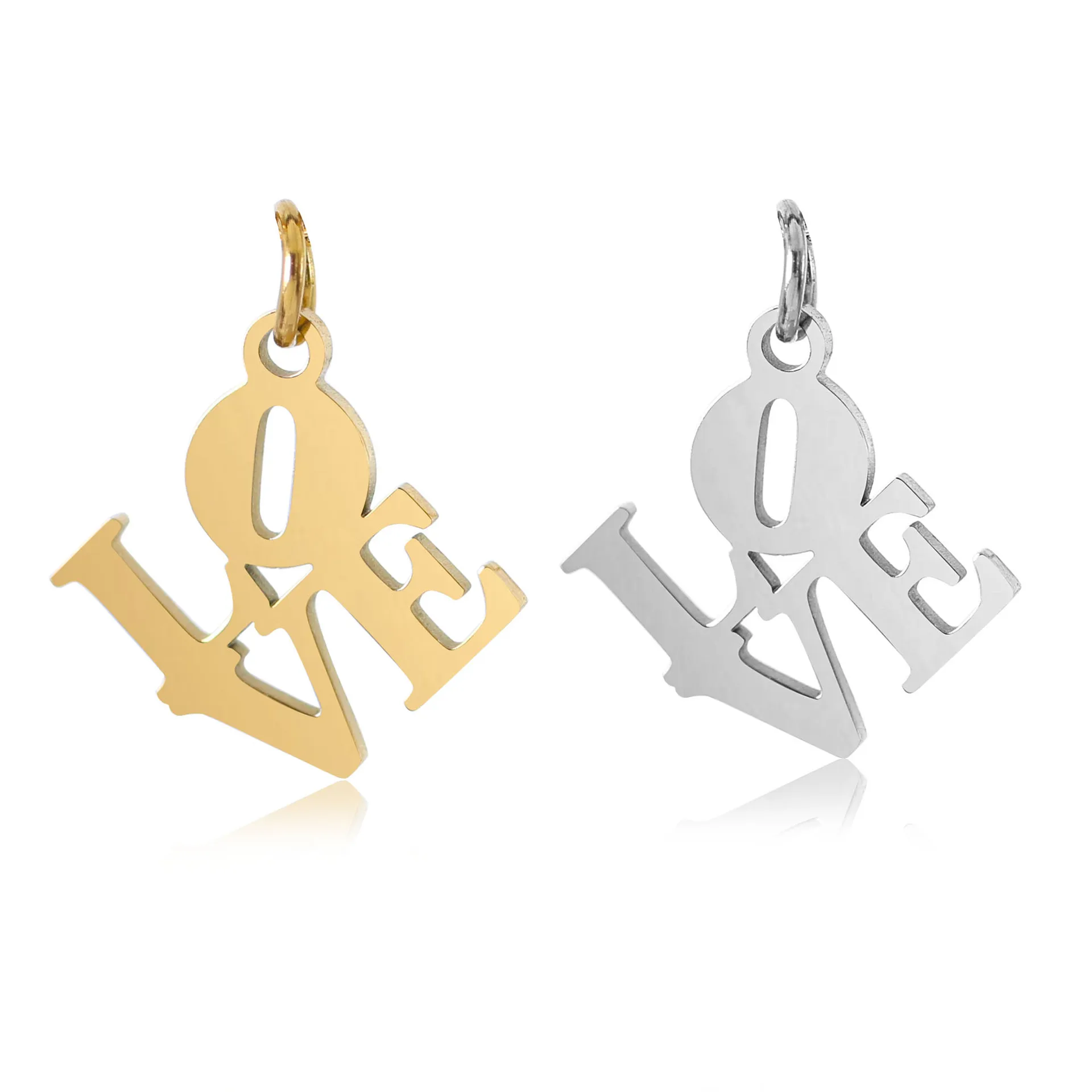 

5Pcs/Lot Hollow Letter LOVE Charms Stainless Steel Pendants With Open Jump Ring for DIY Mother's&Valentine's Day Jewelry Making