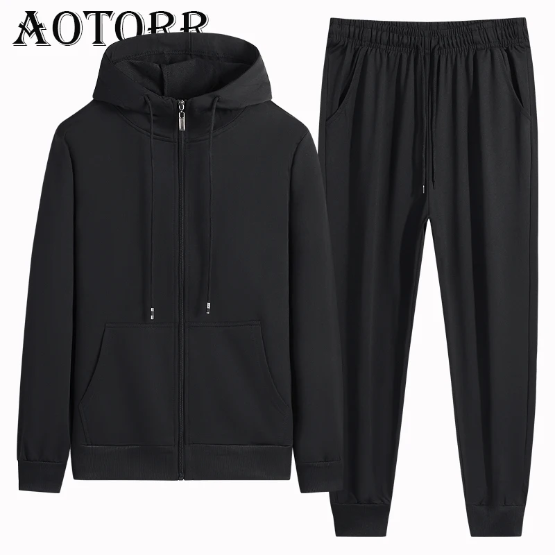 Мужской спортивный костюм черный с брюками в стиле хип-хоп |