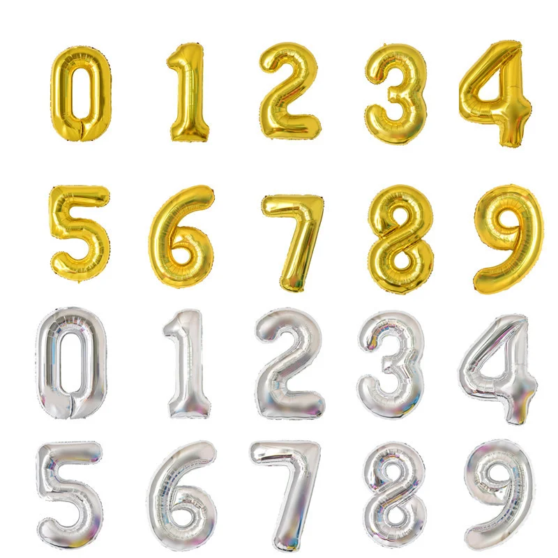

40inch Number Ballons Gold Silver Big Wedding Happy Birthday Baby Shower Foil Balloons Decoration Giant Balloon Party Ballons