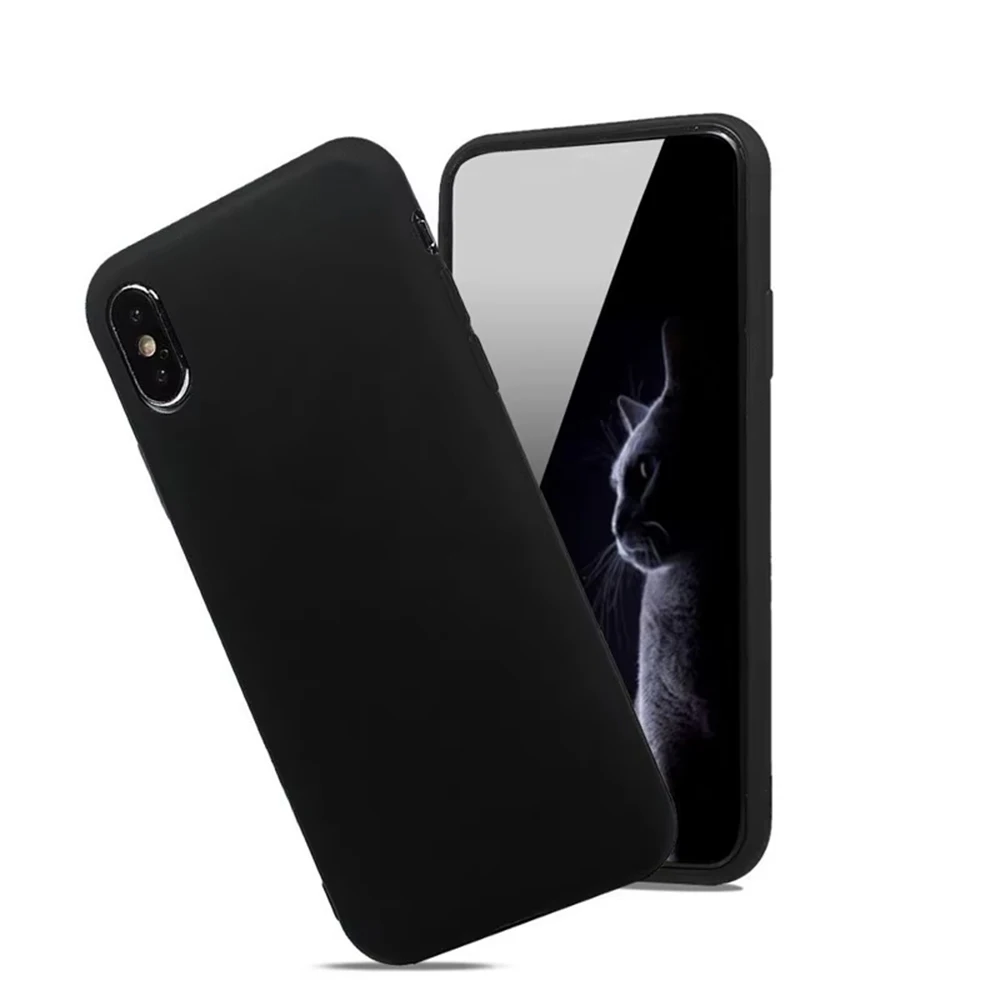 Противоударный чехол для телефона iPhone 6 7 8 Plus XS XR Max матовый мягкий черный с