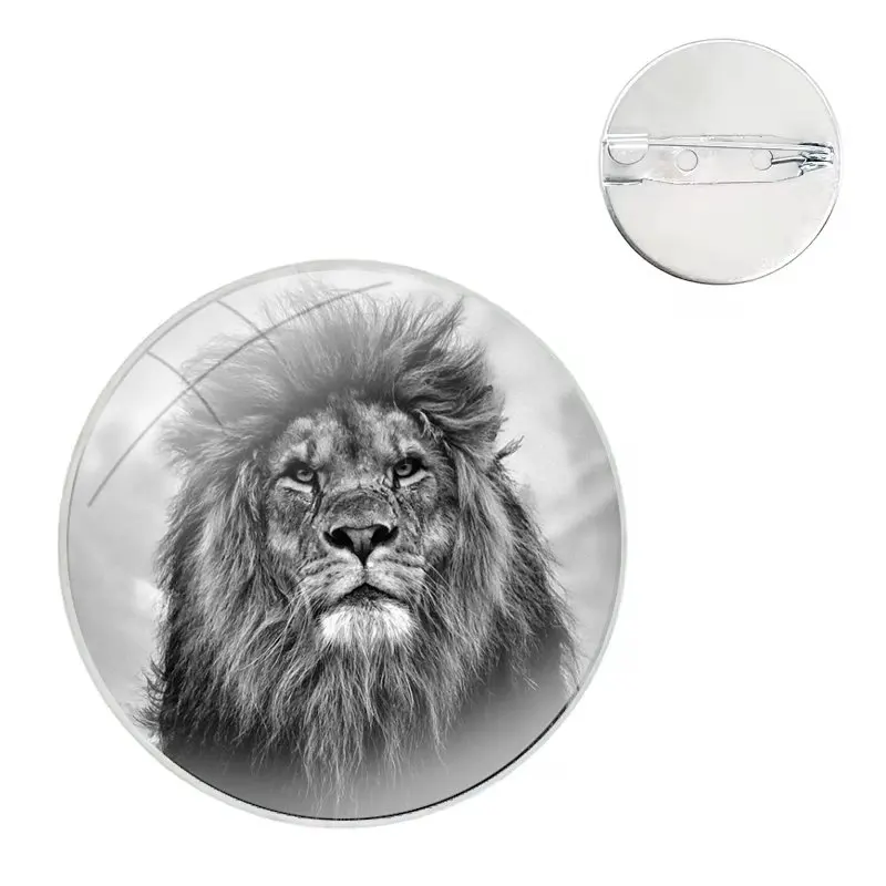 Брошь в виде стеклянного купола с изображением короля льва аксессуары для одежды