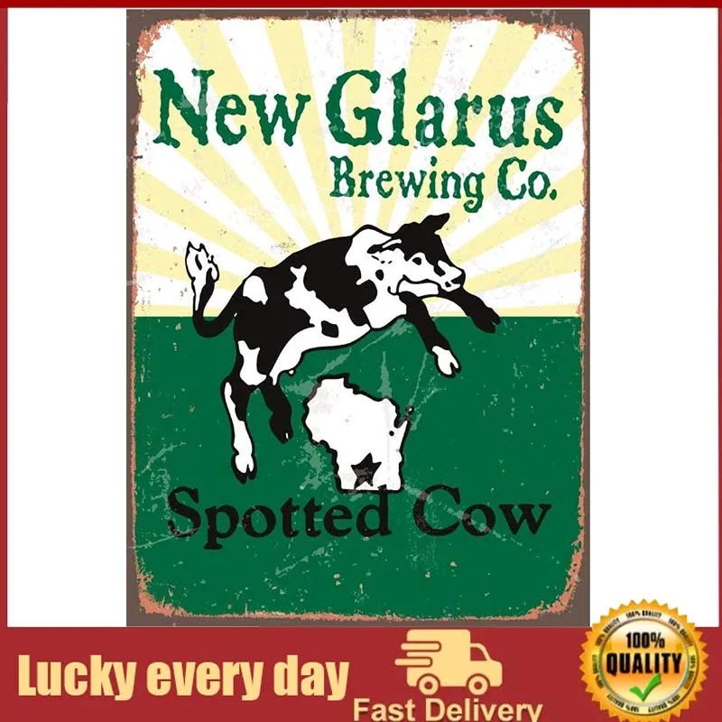 

New Glarus Spotted Cow Beer Small Tin Sign Home Decoration Retro Vintage Mural Dimensions wall decor room decor