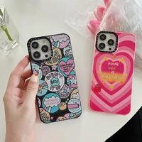 trend brand heart shaped label lady girl phone cases for iphone 13 12 11 pro max xr xs max x 78plus anti drop soft tpu shell